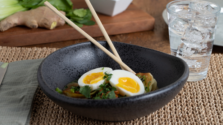 Seared Bok Choy in Mushroom Sauce