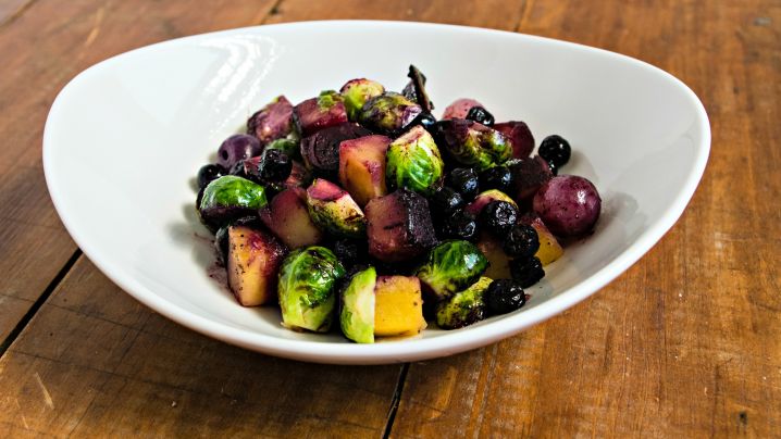 Aronia Berry Salad with Squash and Brussels Sprouts