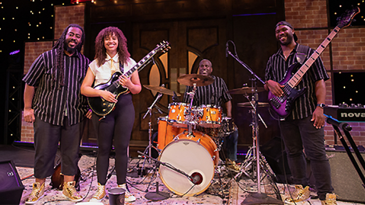 Jackie Venson and her band on the set of Studio 3 LIVE.