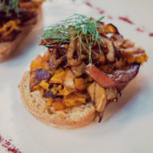 Pumpkin Crostini with Caramelized Apples & Onions