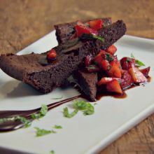 Flourless Chocolate Cake with Strawberries