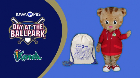 Iowa PBS day at the ballpark with the Kernels. Image of Daniel Tiger.