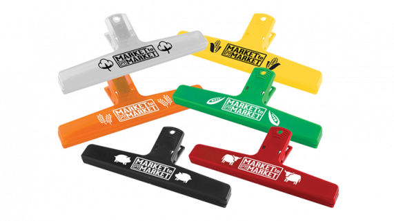 White, orange, black, yellow, green and red chip clips