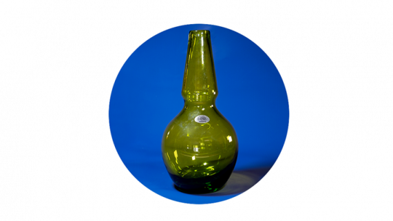 Olive colored glass vase