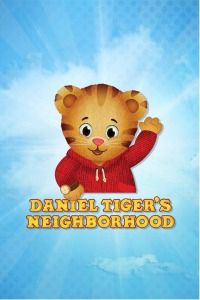 Daniel Tiger headshot with Daniel Tiger's Neighborhood logo