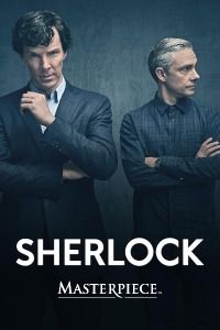 Sherlock and Watson with Sherlock Masterpiece logo