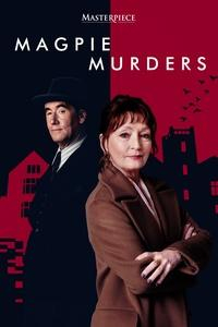 Tim McMullan and Lesley Manville stand back-to-back in front of a split, black and red background. Lesley has her arms crossed.