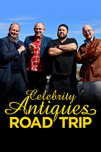 Celebrity Antiques Road Trip -- Four men from the show stand above the show logo.