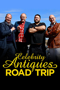 Celebrity Antiques Road Trip -- Four men from the show stand above the show logo.