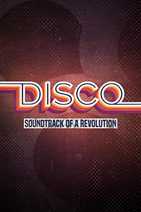 Disco: Soundtrack of a Revolution logo over a simple purple-patterned background.
