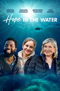 Hosts Baratunde Thurston, Shailene Woodley and Martha Stewart are featured in front of an underwater ocean scene looking up towards the sun.