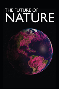 The Future of Nature logo above the earth. The earth has pinkish hue over much of the land.