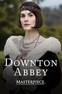 Downton Abbey | Masterpiece logo over the character Lady Mary Crawley.