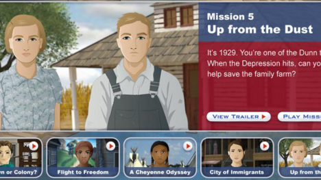 image of the start screen for a mission us interactive lesson
