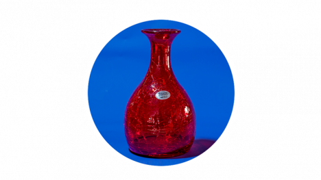 Ruby red crackled glass vase