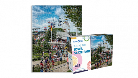 Puzzle with image looking west down Grand Avenue of the Iowa State Faigrounds