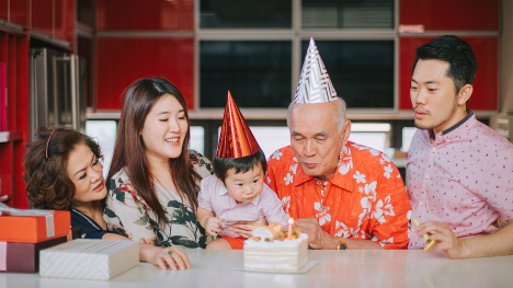 multigenerational family birthday celebration