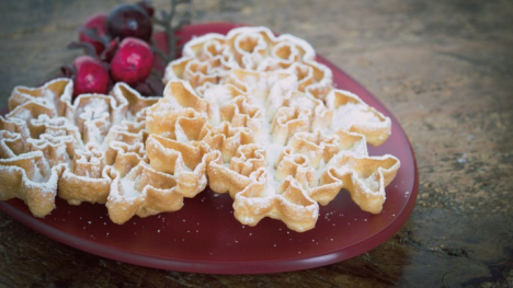 Rosette cookies to represent holiday cooking