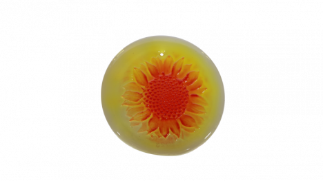 Blenko Glass Tangerine Sunflower Suncatcher