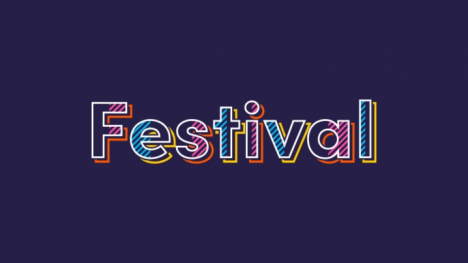 Purple background with the word Festival