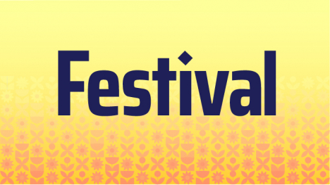 Yellow background with Festival in black letters