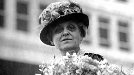 Black and white photo of Carrie Chapman Catt