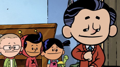 Xavier Riddle and his friends meet Mister Rogers