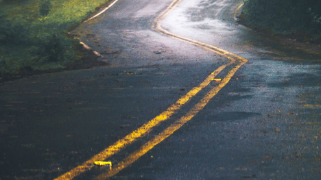 Weathered road paint.