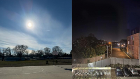 picture taken of Iowa day sky and Ireland night sky at the same time