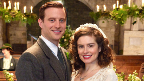 James and Helen poising for on their wedding day