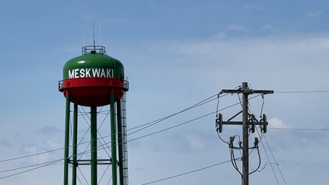 The Meskwaki green and red water tower in Tama County.