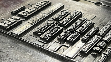 A printing plate for a linotype machine.