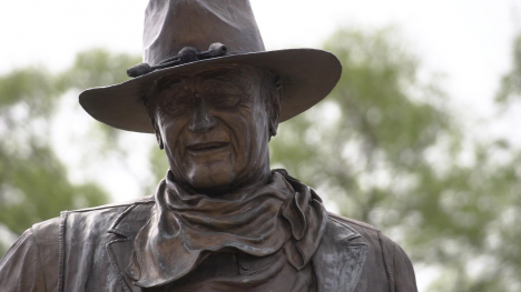 John Wayne metal statue at the John Wayne Museum in Winterset, Iowa