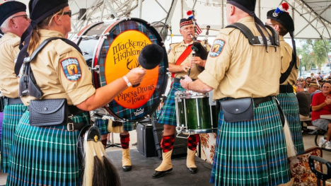 The kilted performers at the Veterans' Day parade