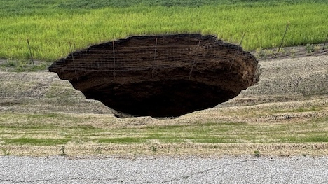 sinkhole in the road