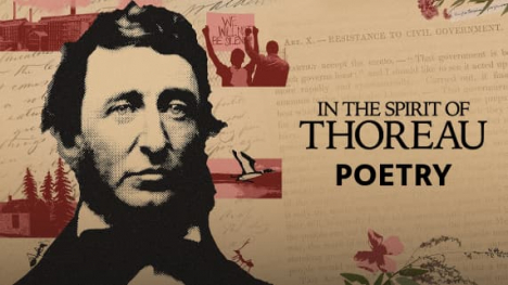An image of Henry David Thoreau with text "in the spirit of Thoreau Poetry"