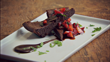 Flourless Chocolate Cake with Strawberries