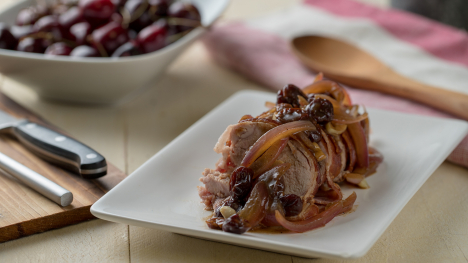 Maple Bacon Pork in Cherry Sauce