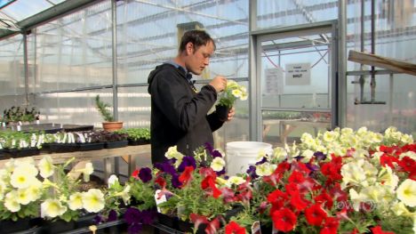 Gary enjoys time in a greenhouse.