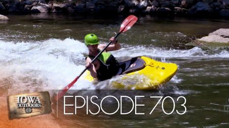 fun-boater enjoying some Iowa whitewater rapids.