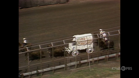 Chuckwagon races at the Iowa State Fair in the 1970s