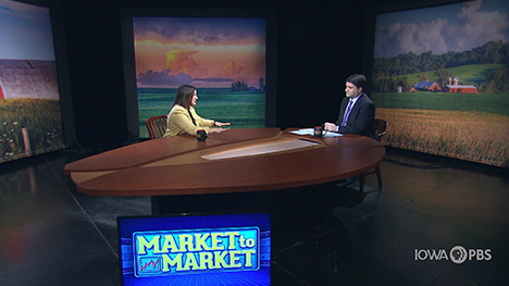 Elaine Kub and Paul Yeager at the Market to Market desk.