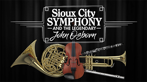  Sioux City Symphony and the Legendary John Osborn title screen with a French horn, violin, clarinet, trumpet, and flute