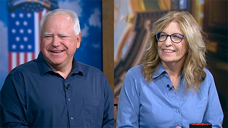 Minnesota Gov. Tim Walz (D) and Iowa Democratic Party Chair Rita Hart.