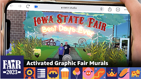 Activated Graphic Fair Murals - An augmented reality view of a farm scene mural using a cell phone.