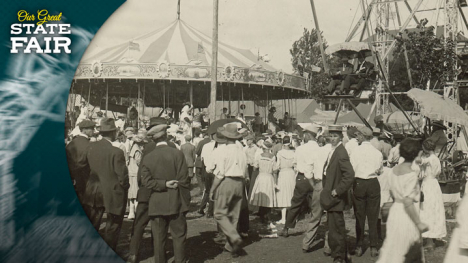 Crowds line up to ride the carousel and Ferris wheel