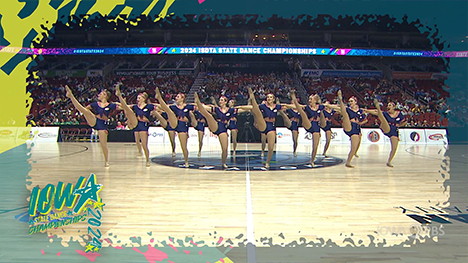A dance team performs at the 2024 Iowa State Dance Team Championships.
