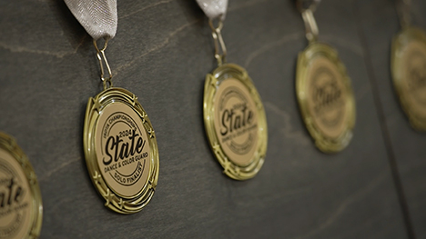 2024 State Dance & Color Guard Solo Finalist medals.