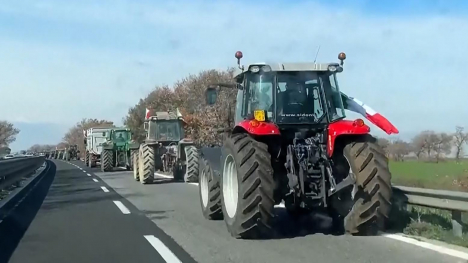 tractors on a road
