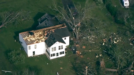 House damaged by suspected tornados in the southern U.S.